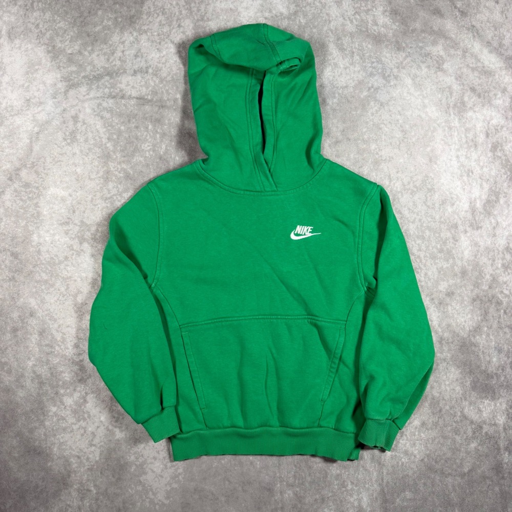 Nike Kids Sportswear Pullover Hoodie Green Small S Logo Pocket Sweatshirt 8-9Y